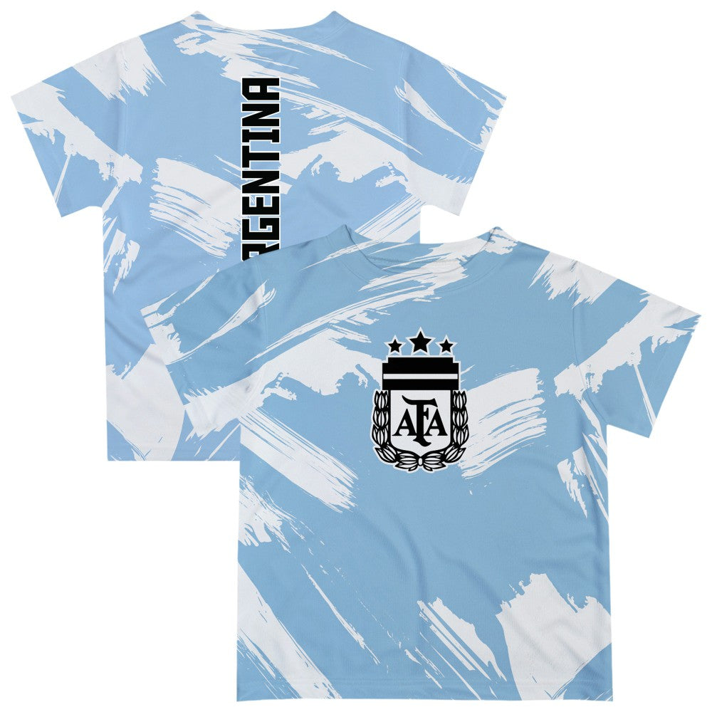 Argentina National Team Vive La Fete Youth Paint Brush T-Shirt -  Light Blue