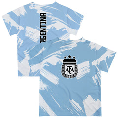 Argentina National Team Vive La Fete Youth Paint Brush T-Shirt -  Light Blue