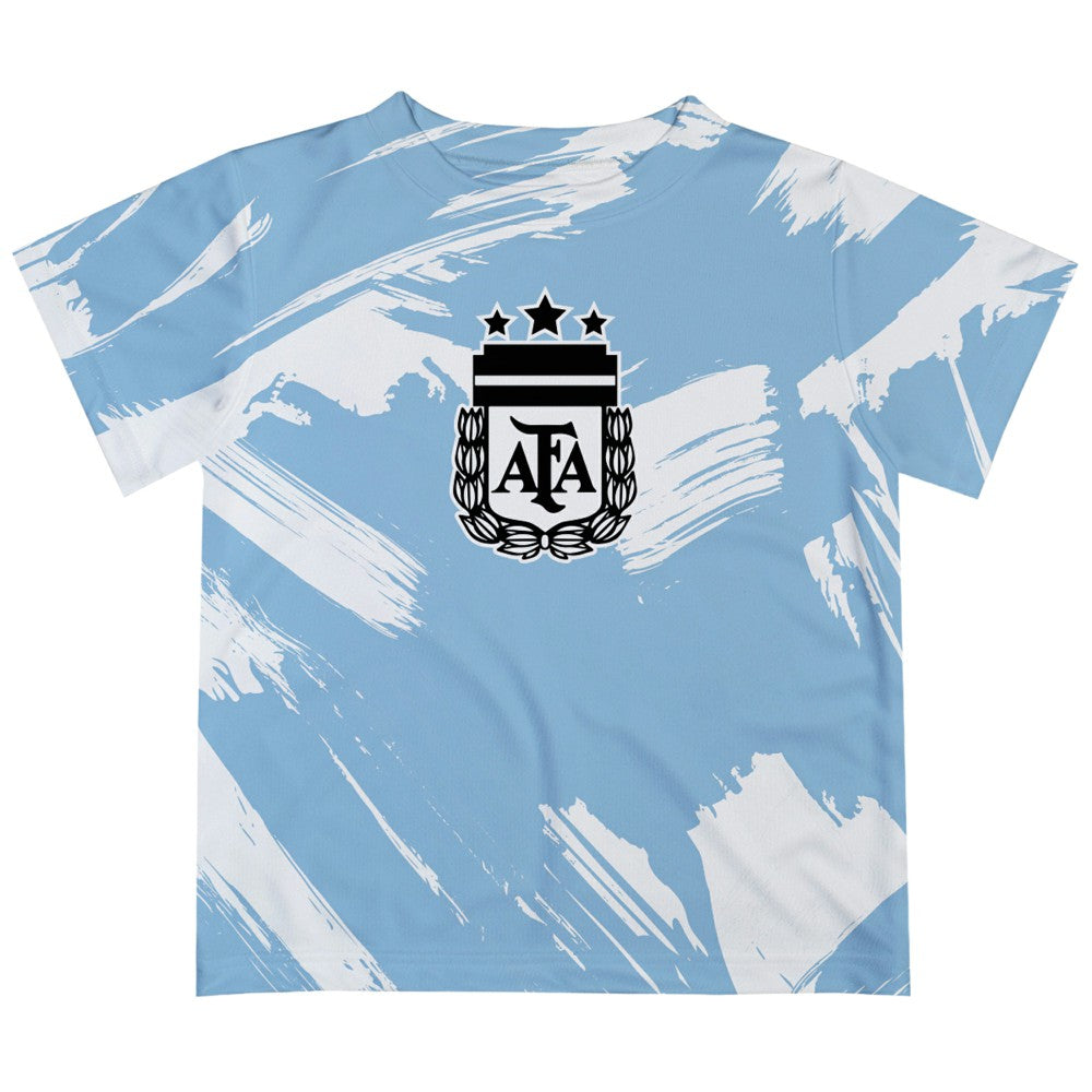 Argentina National Team Vive La Fete Youth Paint Brush T-Shirt -  Light Blue