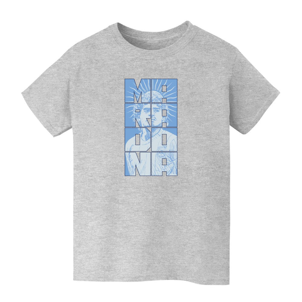 Diego Maradona Argentina National Team Vive La Fete Youth Portrait T-Shirt -  Gray
