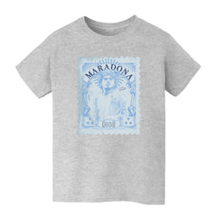 Diego Maradona Argentina National Team Vive La Fete Youth Vintage Stamp T-Shirt -  Gray