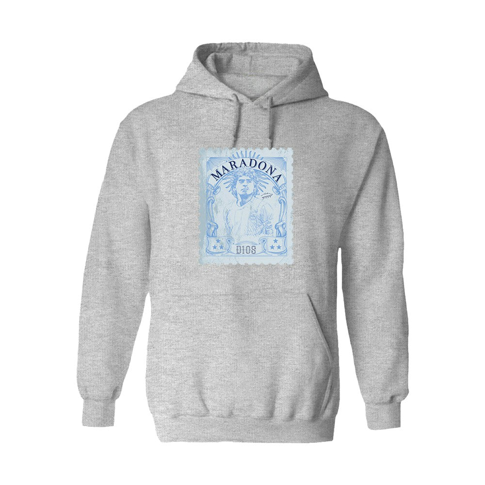 Diego Maradona Argentina National Team Vive La Fete Women's Vintage Stamp Pullover Hoodie -  Gray