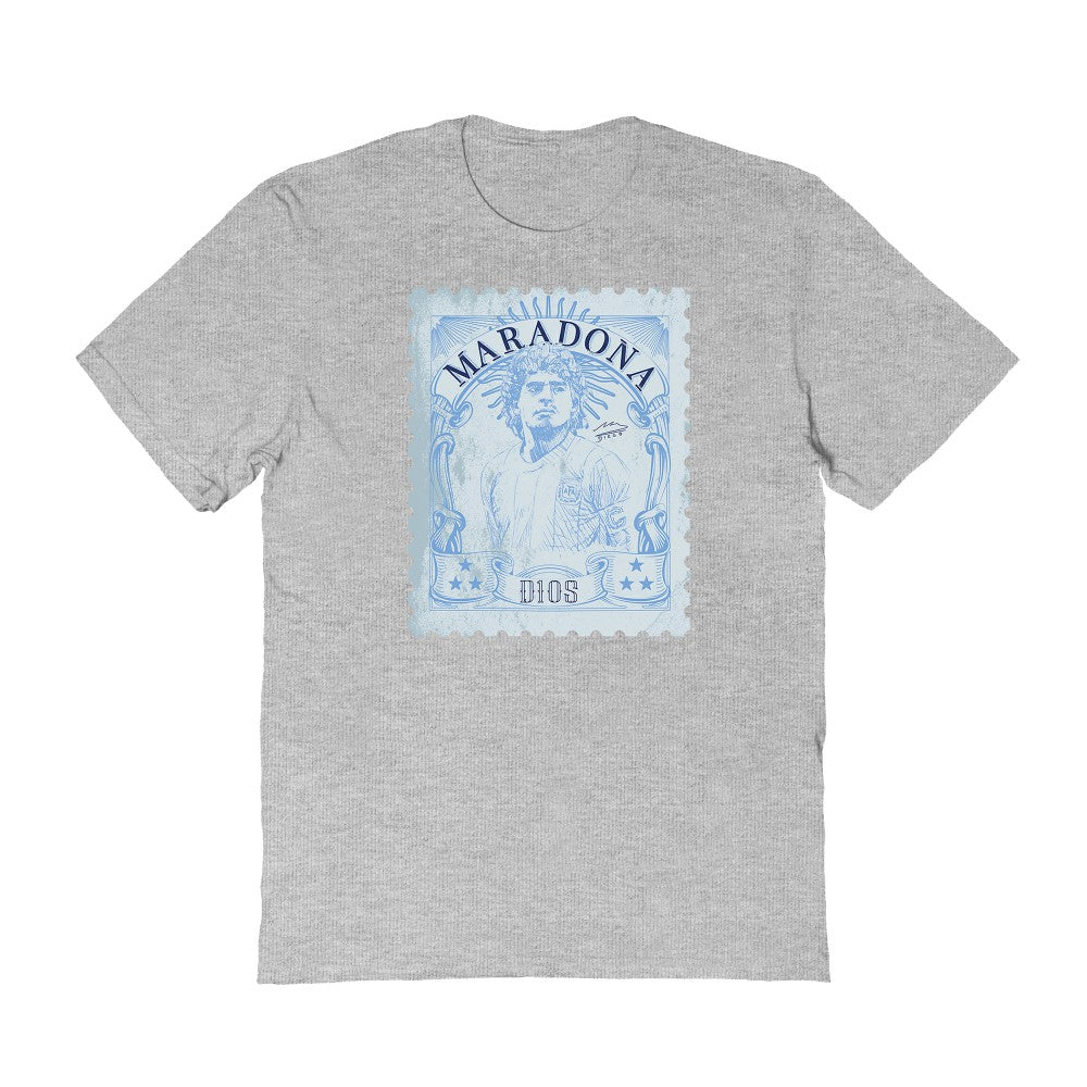 Diego Maradona Argentina National Team Vive La Fete Women's Vintage Stamp T-Shirt -  Gray
