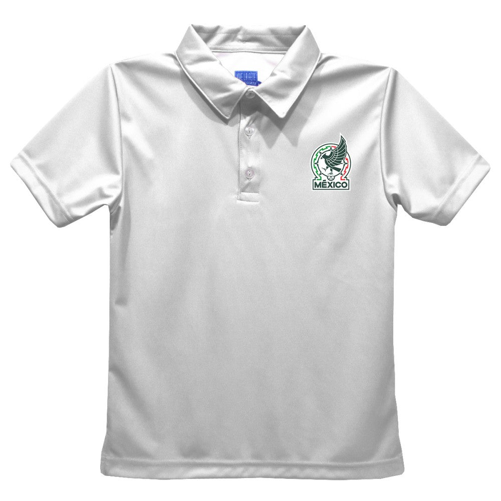 Mexico National Team Vive La Fete Youth Solid Polo -  White