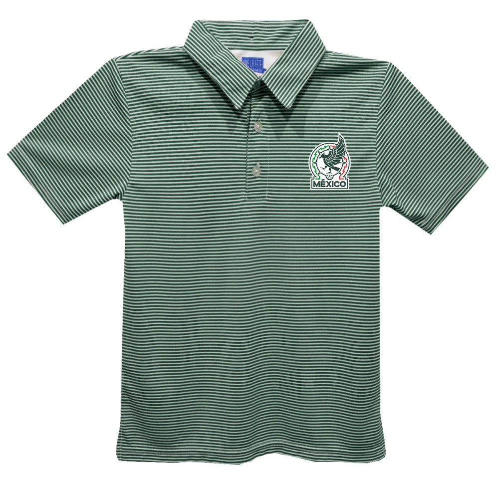 Mexico National Team Vive La Fete Youth Pencil Stripe Polo -  Green