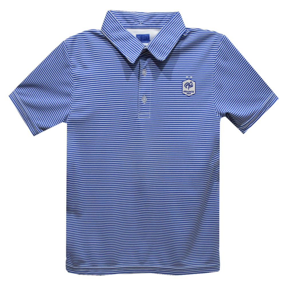 France National Team Vive La Fete Youth Pencil Stripe Polo -  Royal