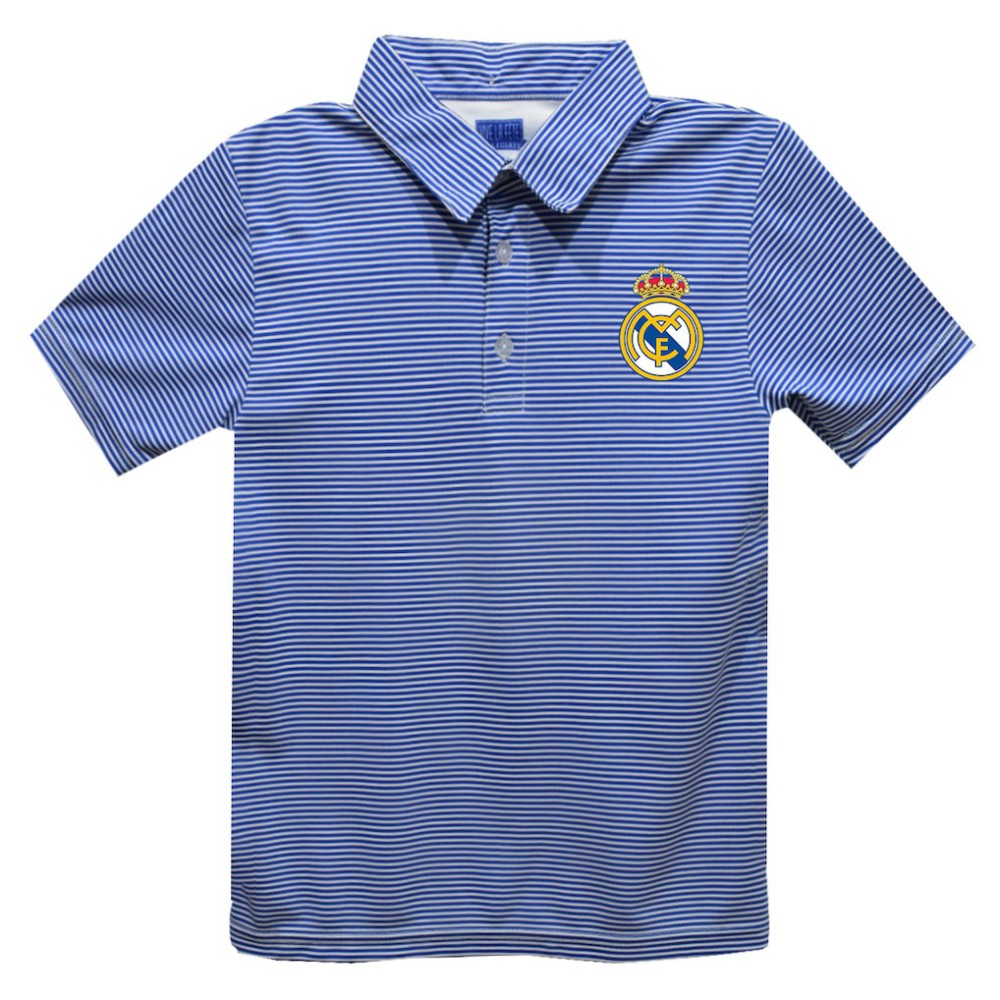 Real Madrid Vive La Fete Youth Pencil Stripe Polo -  Royal