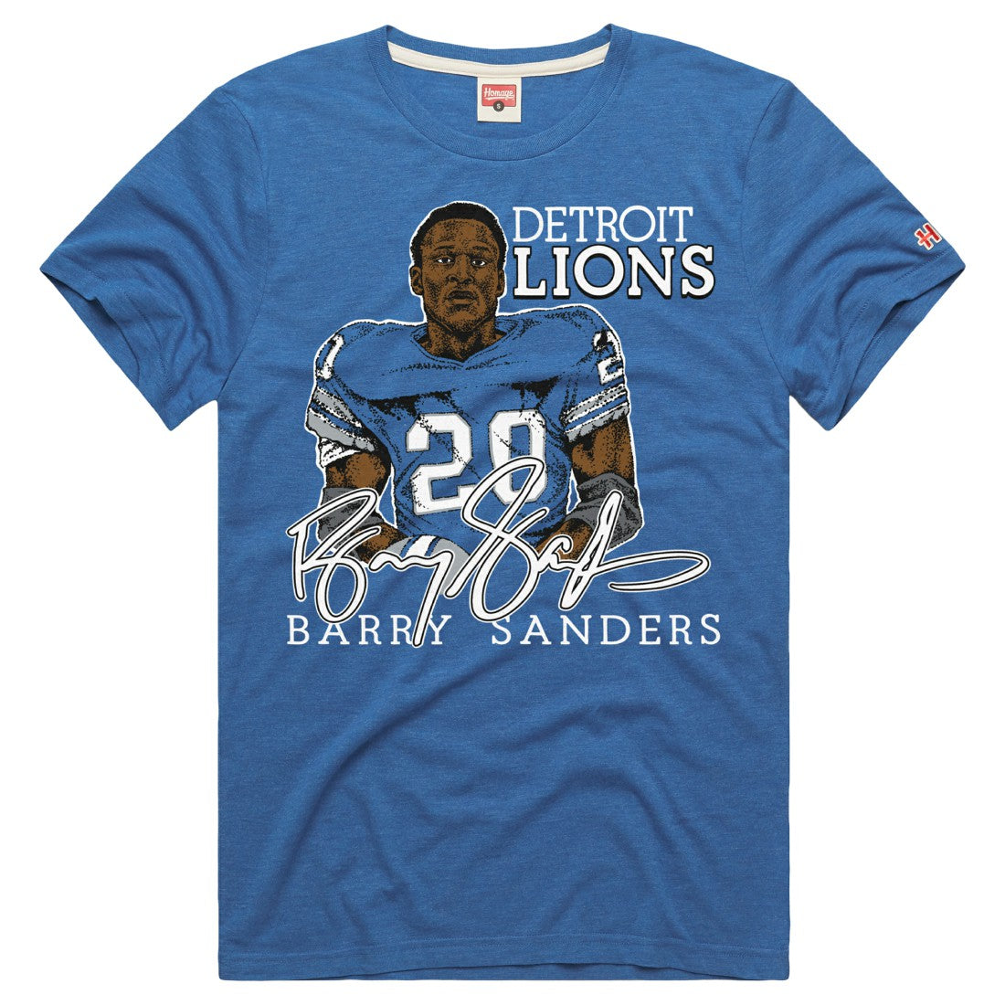 Barry Sanders  Homage Unisex Retired Player Classic Caricature Tri-Blend T-Shirt - Detroit Lions
