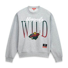 NHL Heather Gray Minnesota Wild Mitchell & Ness Women's Hockey Night Sweatshirt