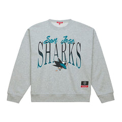 NHL Heather Gray San Jose Sharks Mitchell & Ness Women's Hockey Night Sweatshirt