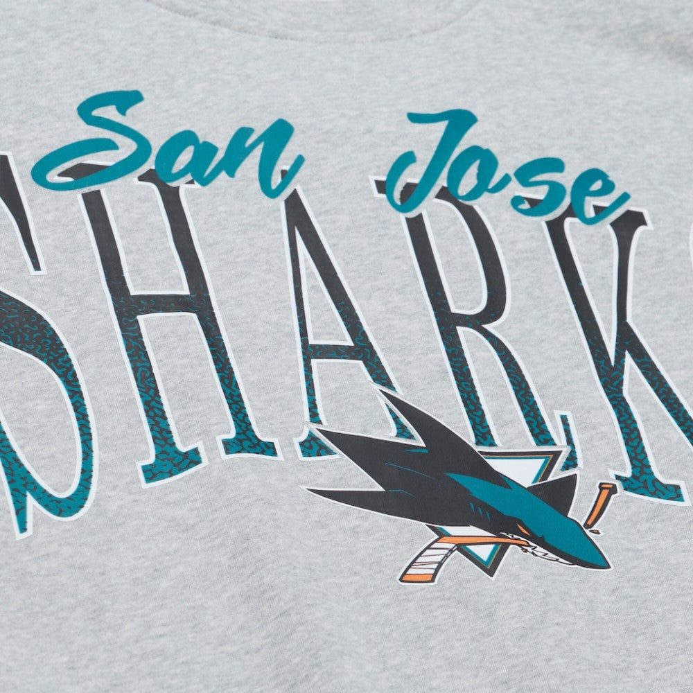 NHL Heather Gray San Jose Sharks Mitchell & Ness Women's Hockey Night Sweatshirt