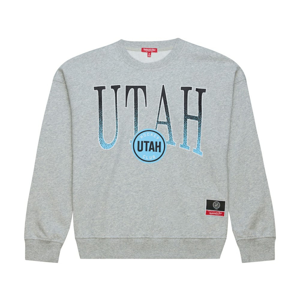 NHL Heather Gray Utah Mammoth Mitchell & Ness Women's Hockey Night Sweatshirt