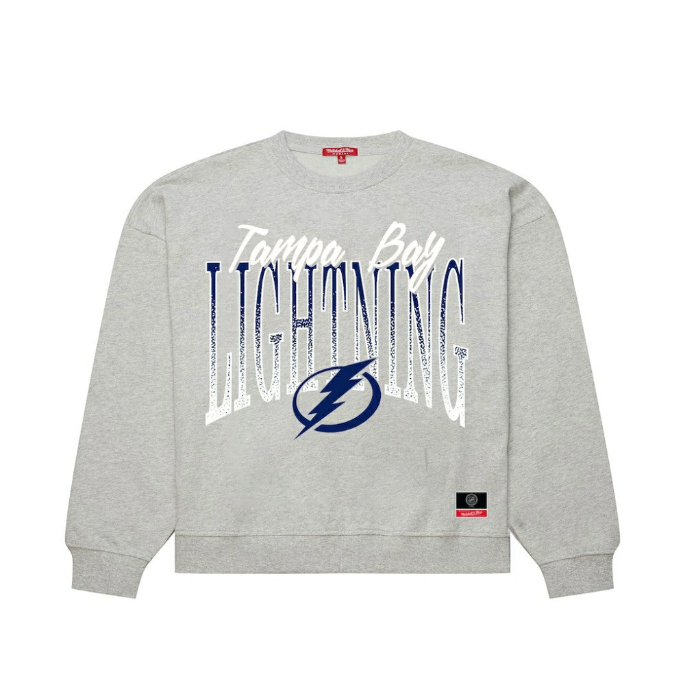 NHL Heather Gray Tampa Bay Lightning Mitchell & Ness Women's Hockey Night Sweatshirt