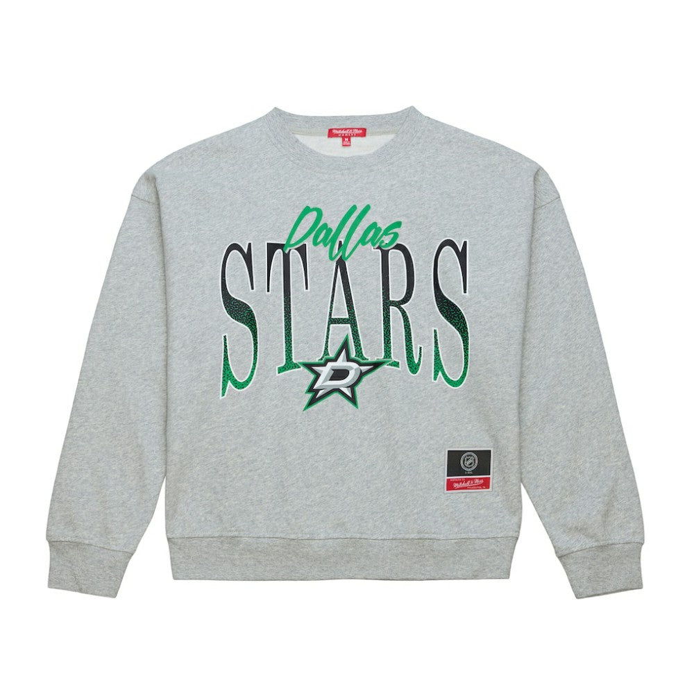 NHL Heather Gray Dallas Stars Mitchell & Ness Women's Hockey Night Sweatshirt