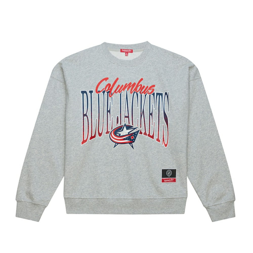 NHL Heather Gray Columbus Blue Jackets Mitchell & Ness Women's Hockey Night Sweatshirt