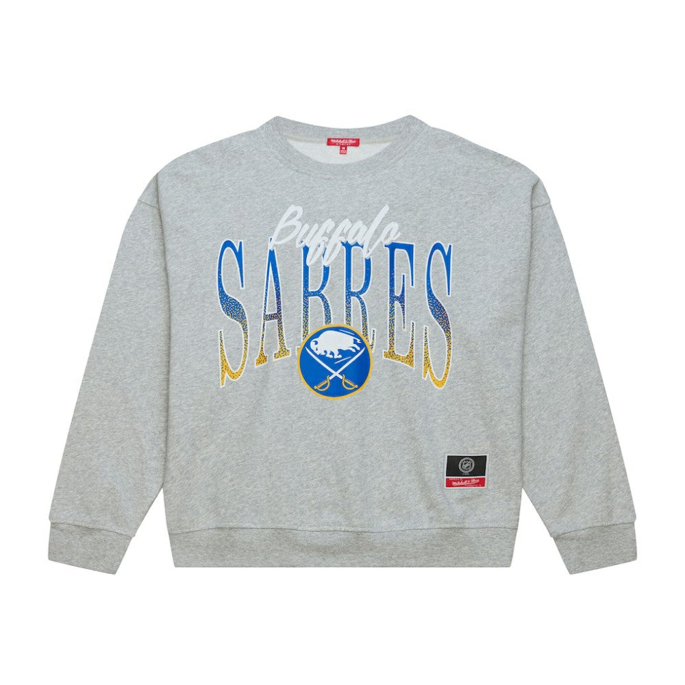 NHL Heather Gray Buffalo Sabres Mitchell & Ness Women's Hockey Night Sweatshirt