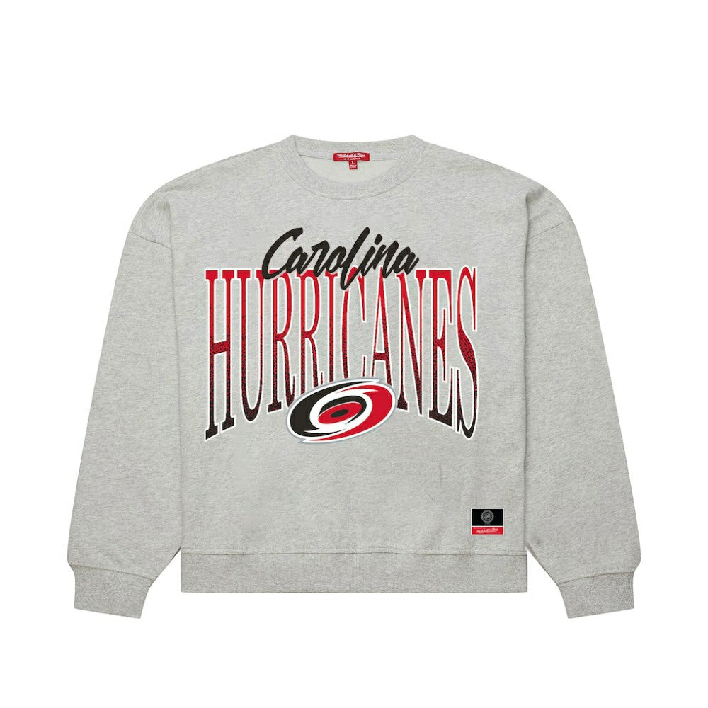 NHL Heather Gray Carolina Hurricanes Mitchell & Ness Women's Hockey Night Sweatshirt