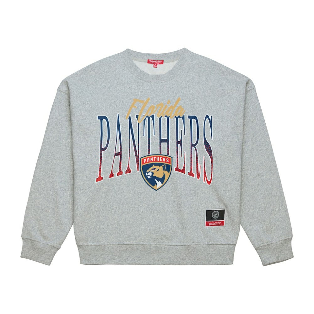 NHL Heather Gray Florida Panthers Mitchell & Ness Women's Hockey Night Sweatshirt