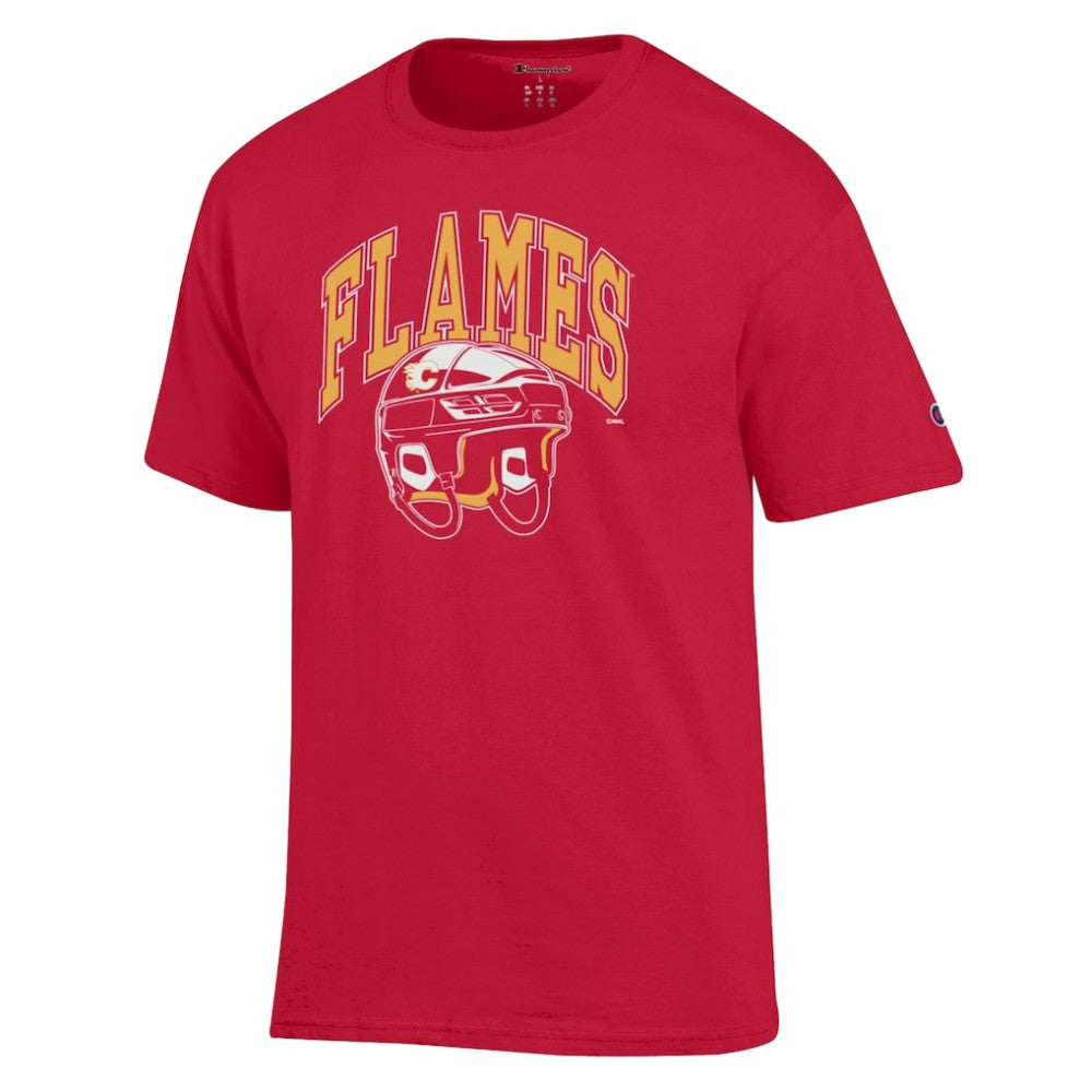 NHL Red Calgary Flames Champion Helmet T-Shirt