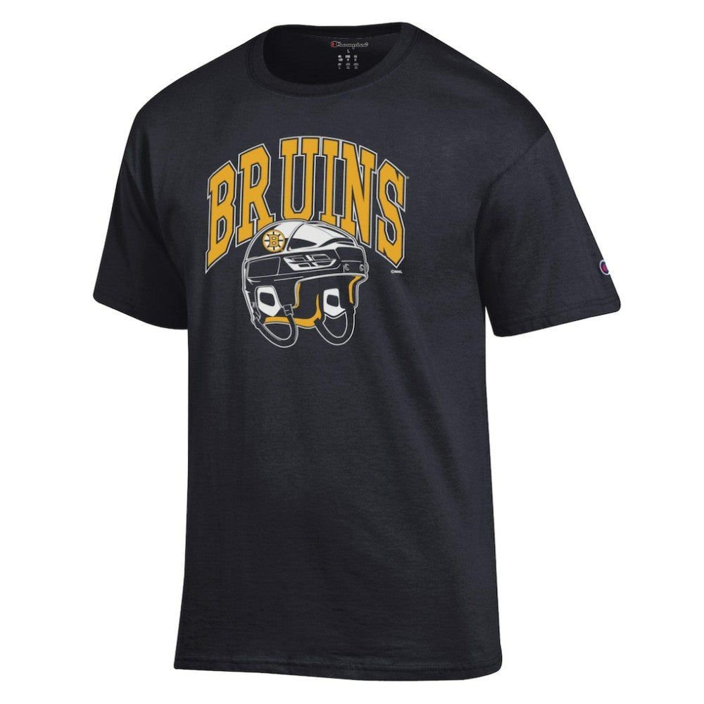 NHL Black Boston Bruins Champion Helmet T-Shirt