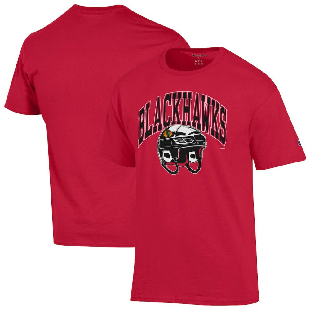 NHL Red Chicago Blackhawks Champion Helmet T-Shirt