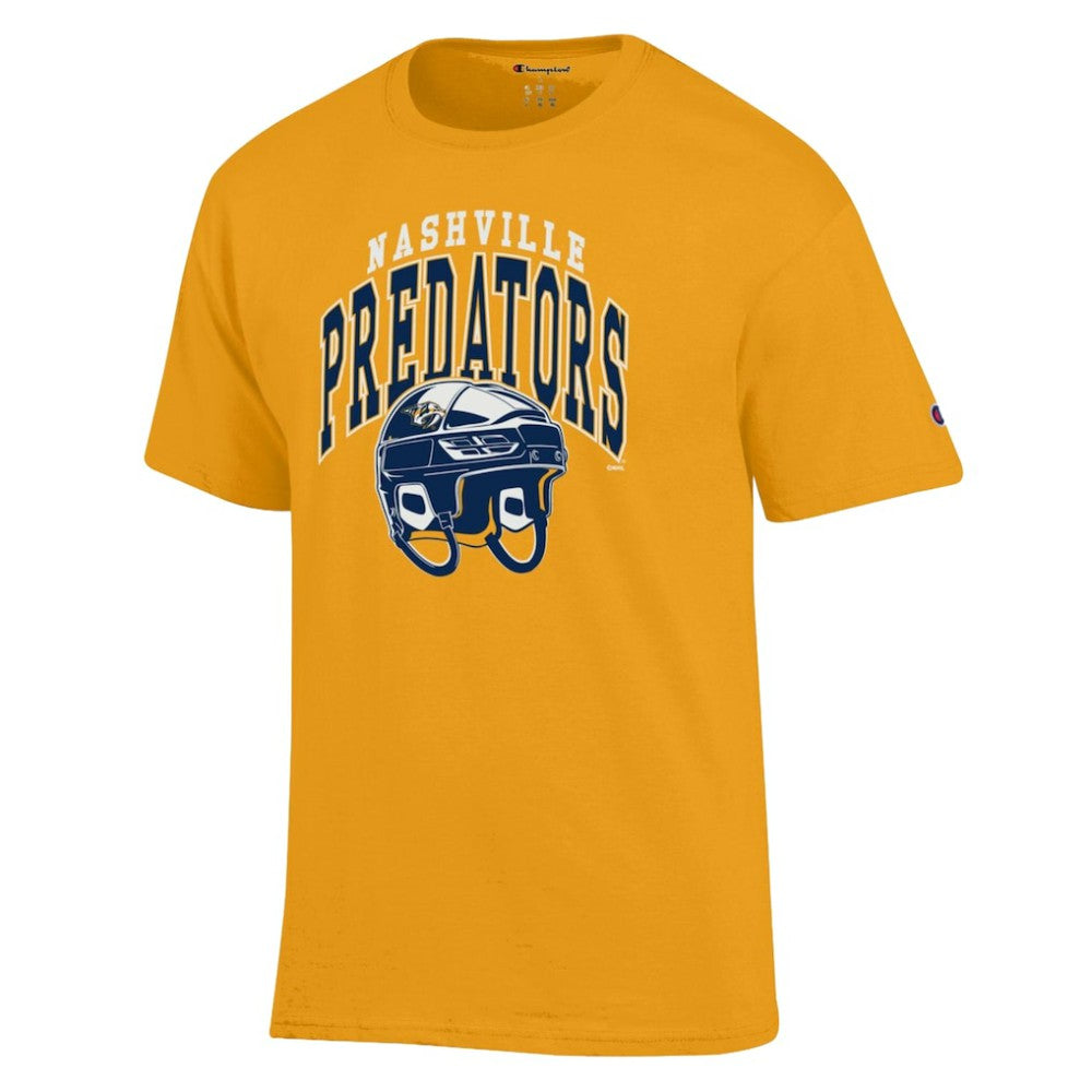 NHL Gold Nashville Predators Champion Helmet T-Shirt