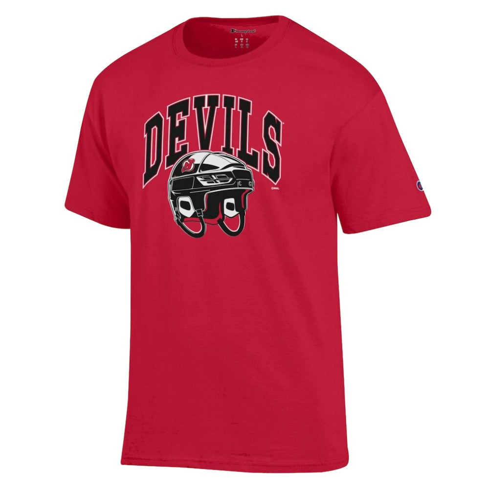 NHL Red New Jersey Devils Champion Helmet T-Shirt