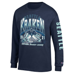 NHL Navy Seattle Kraken Champion Long Sleeve Jersey T-Shirt