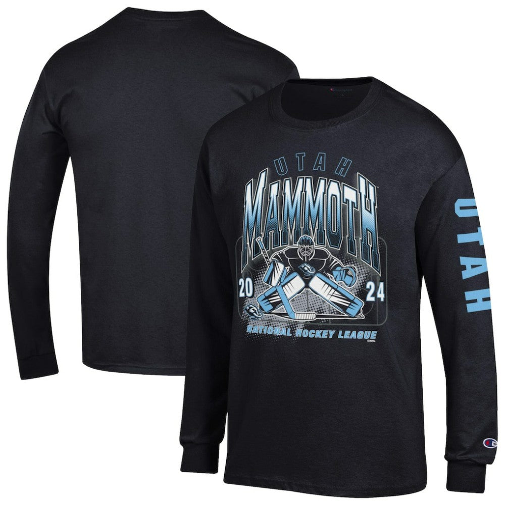 NHL Black Utah Mammoth Champion Long Sleeve Jersey T-Shirt