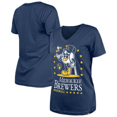MLB Milwaukee Brewers New Era Women's Little Miss 2 V-Neck T-Shirt