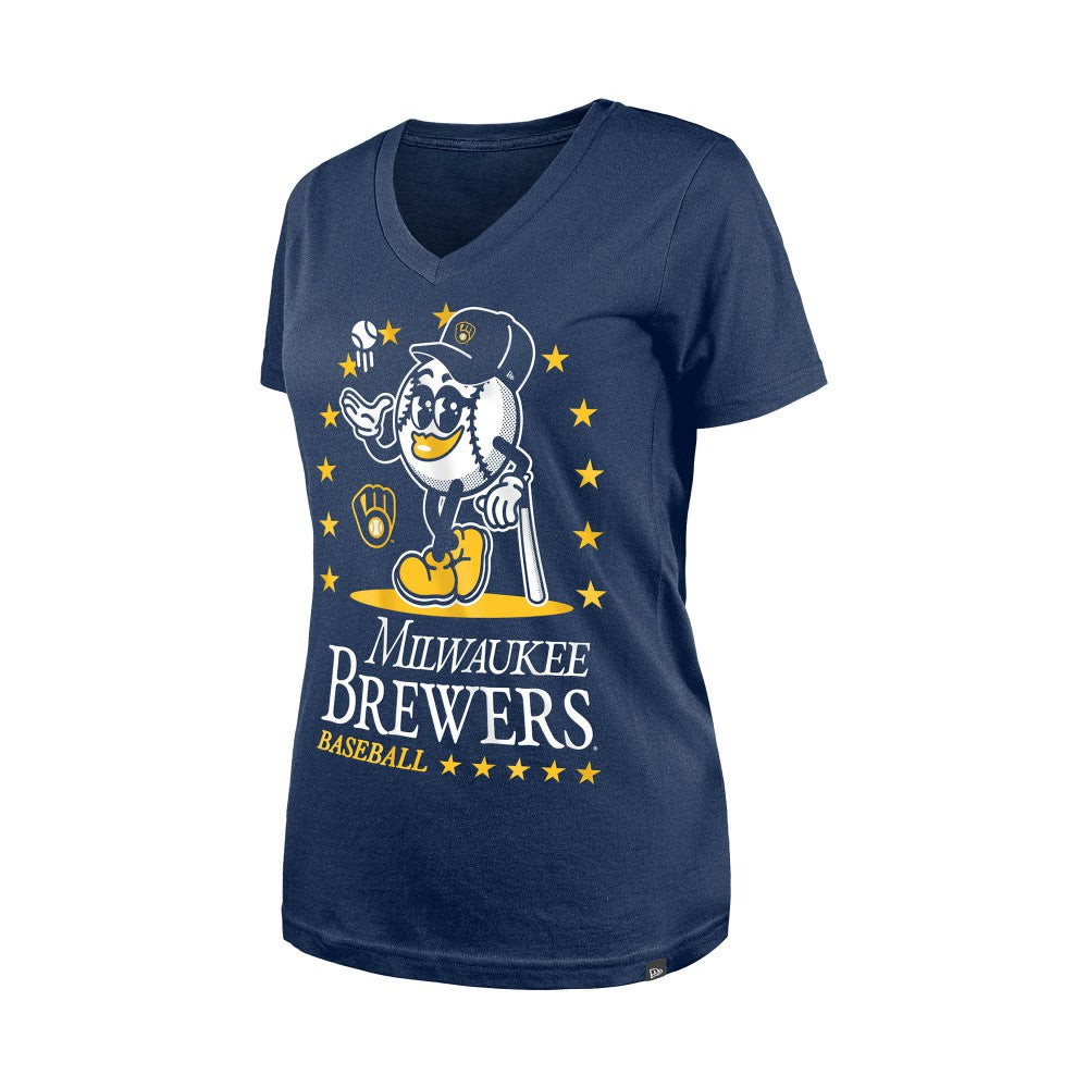 MLB Milwaukee Brewers New Era Women's Little Miss 2 V-Neck T-Shirt