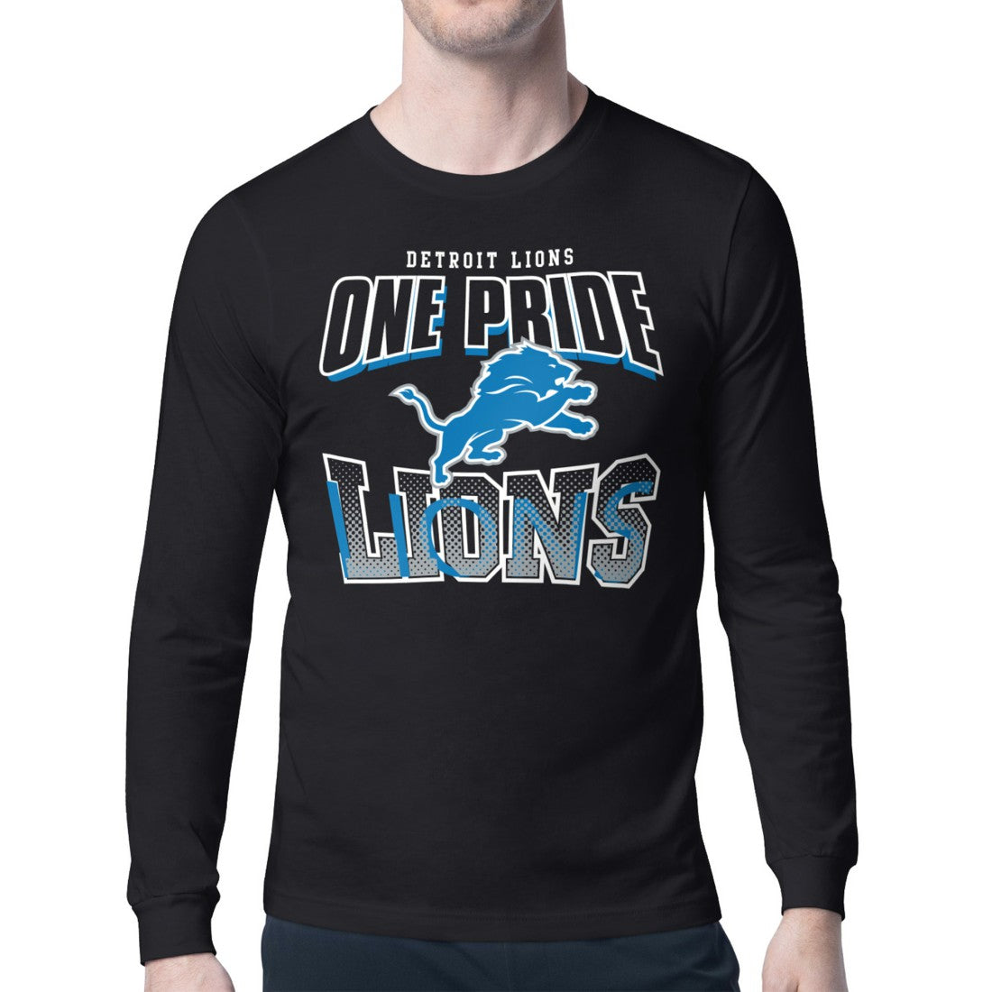 Starter Comic Style Slogan Long Sleeve T-Shirt - Detroit Lions
