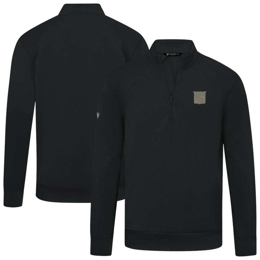 NHL Black New York Rangers Levelwear Copper Upright Quarter-Zip Pullover