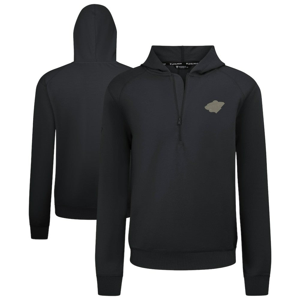 NHL Black Minnesota Wild Levelwear Technic Quarter-Zip Pullover Hoodie