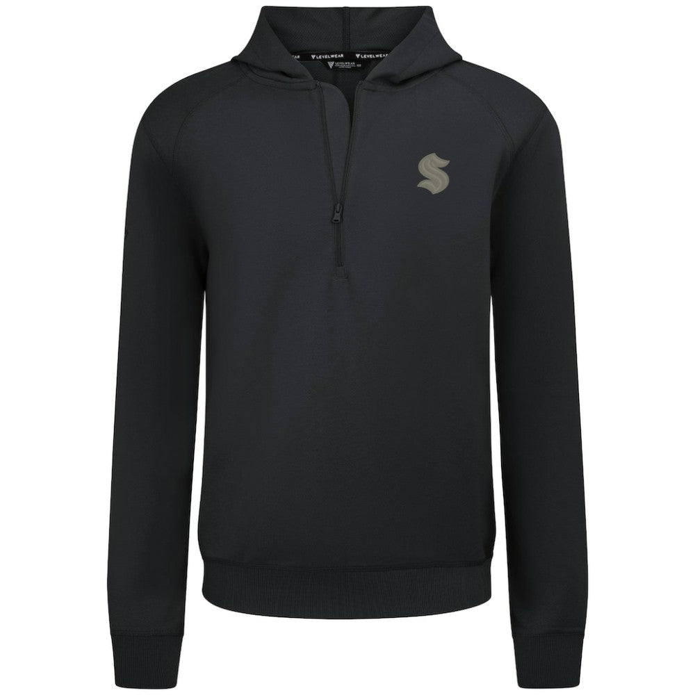 NHL Black Seattle Kraken Levelwear Technic Quarter-Zip Pullover Hoodie