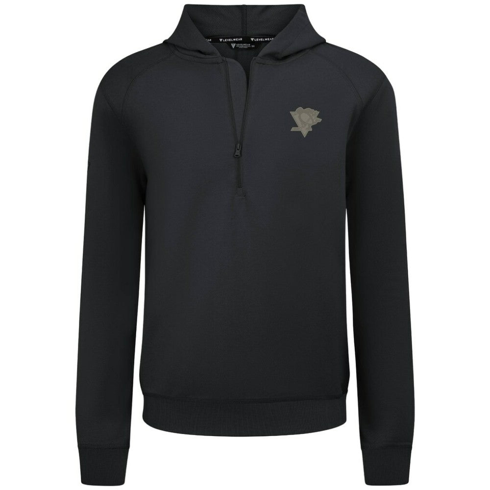 NHL Black Pittsburgh Penguins Levelwear Technic Quarter-Zip Pullover Hoodie