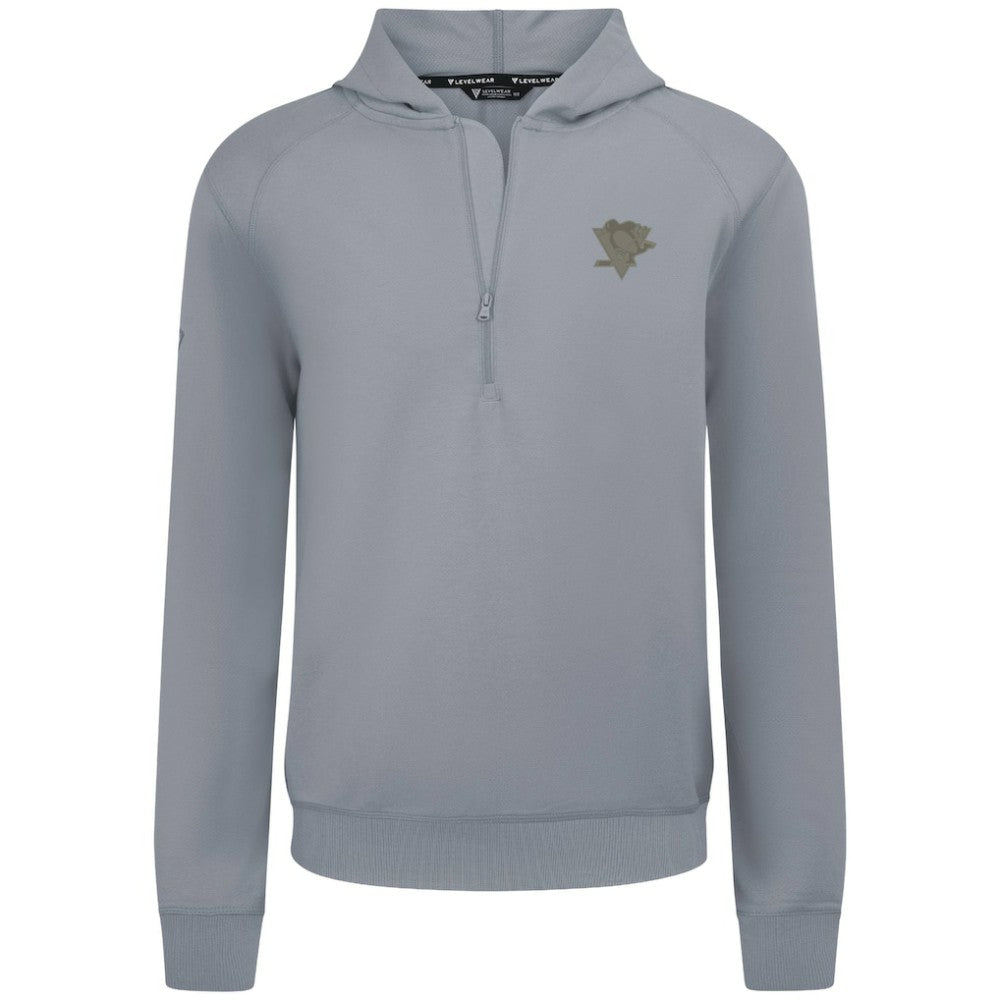 NHL Gray Pittsburgh Penguins Levelwear Technic Quarter-Zip Pullover Hoodie