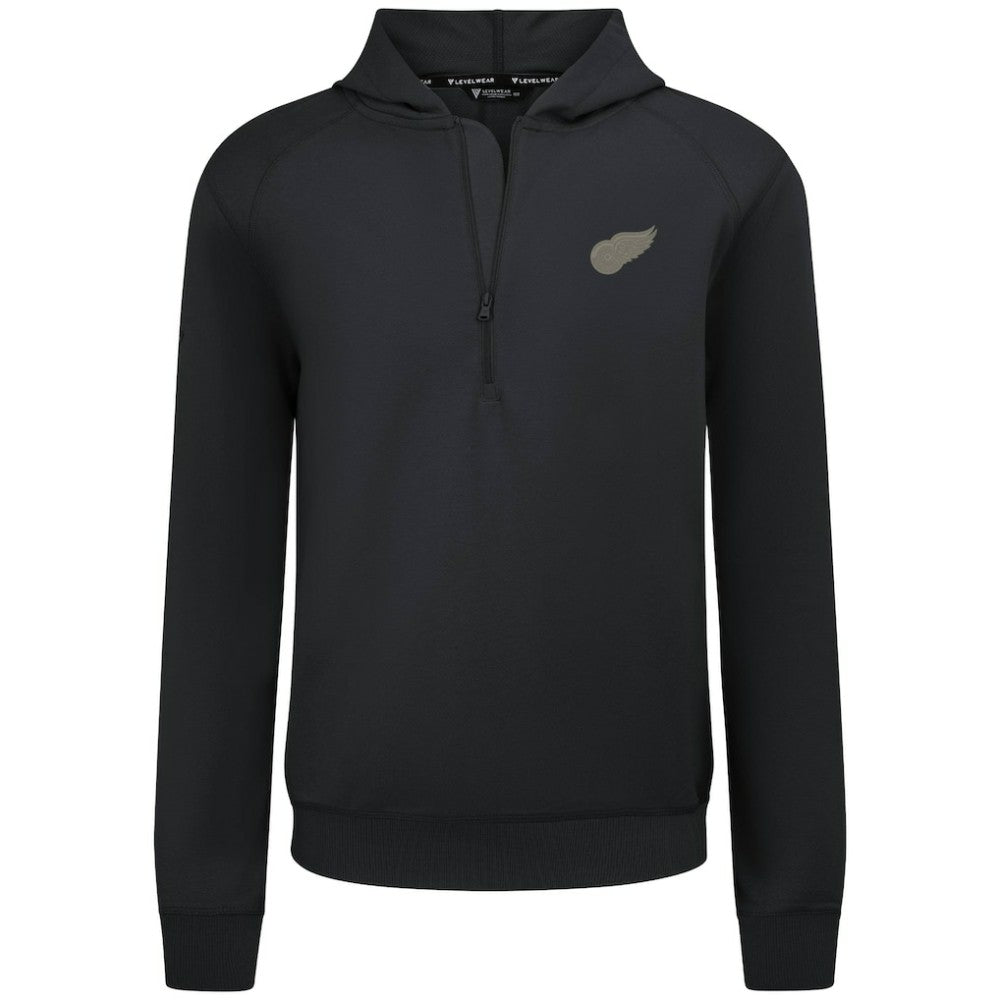 NHL Black Detroit Red Wings Levelwear Technic Quarter-Zip Pullover Hoodie