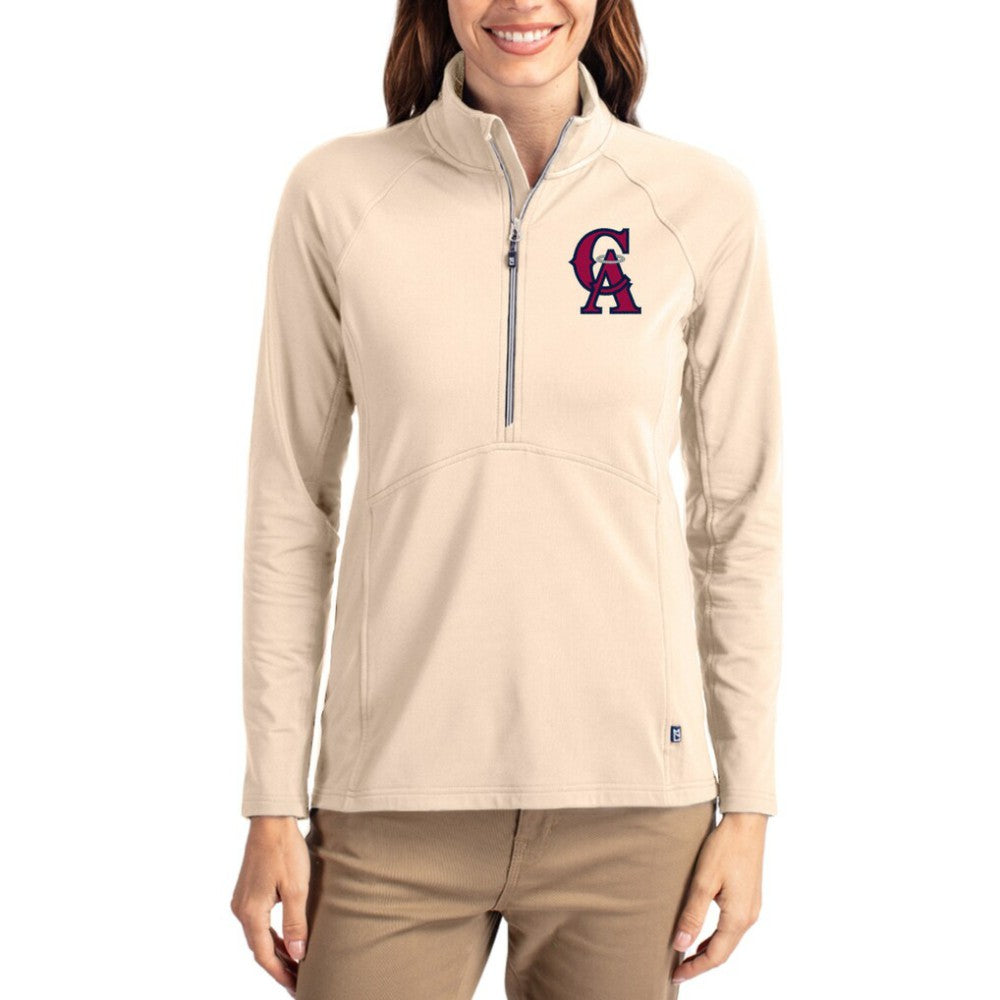 MLB Los Angeles Angels Cutter & Buck Women's Cooperstown Collection Adapt Eco Knit Stretch Half-Zip Pullover