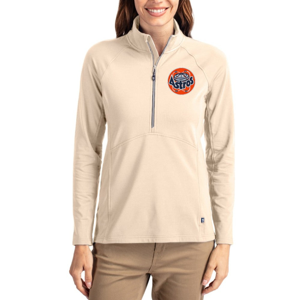 MLB Houston Astros Cutter & Buck Women's Cooperstown Collection Adapt Eco Knit Stretch Half-Zip Pullover