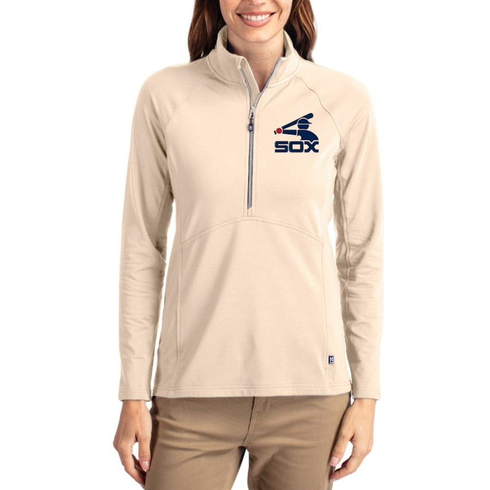 MLB Chicago White Sox Cutter & Buck Women's Cooperstown Collection Adapt Eco Knit Stretch Half-Zip Pullover