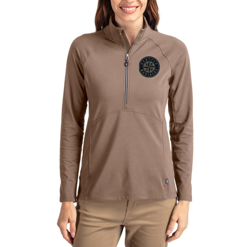 MLB Seattle Mariners Cutter & Buck Women's Adapt Eco Knit Stretch Half-Zip Pullover