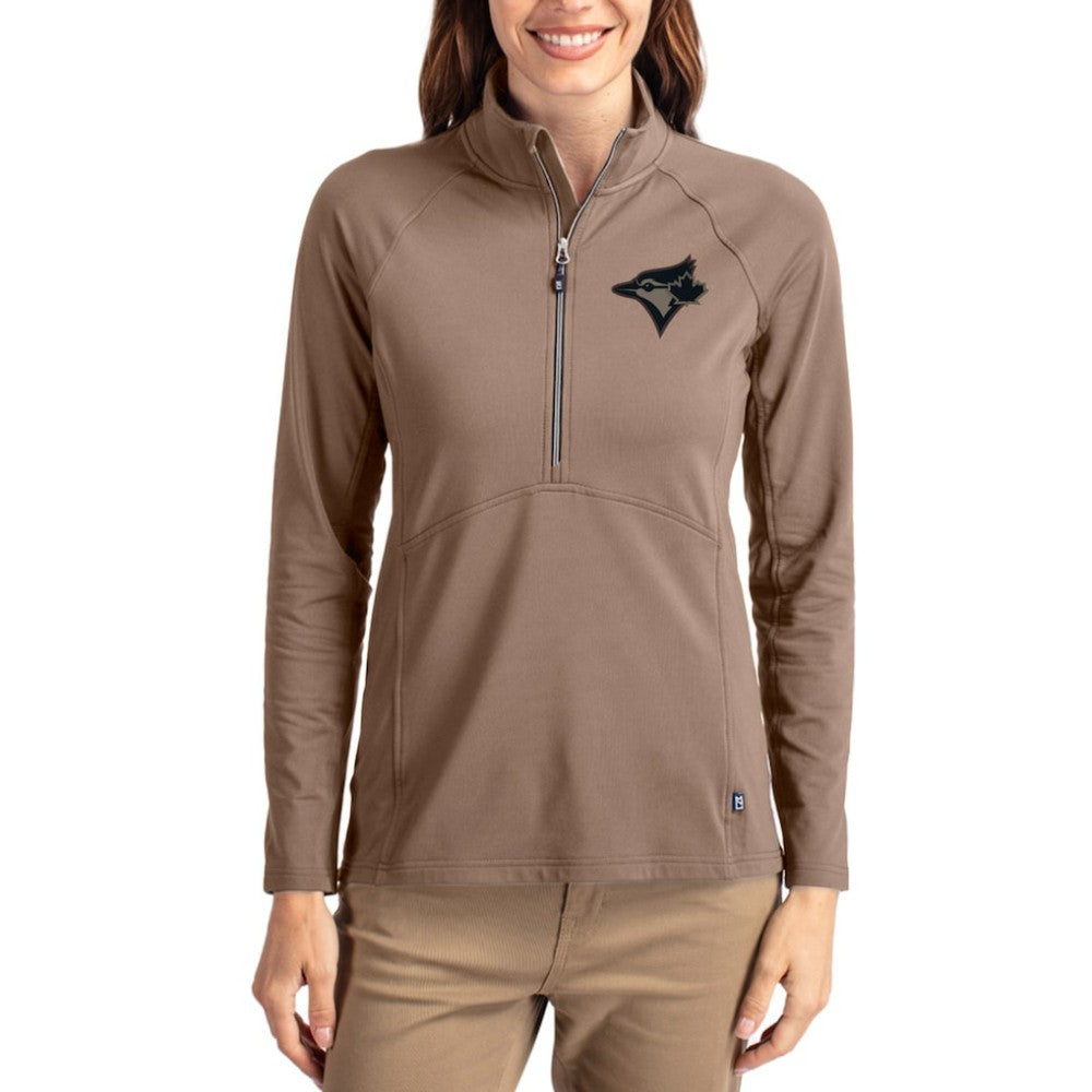 MLB Toronto Blue Jays Cutter & Buck Women's Adapt Eco Knit Stretch Half-Zip Pullover