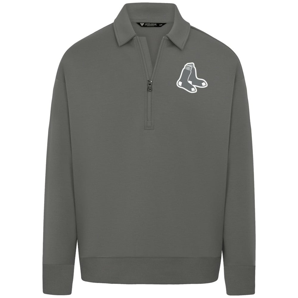 MLB Boston Red Sox Levelwear Women's Canmore Chenille Logo Quarter-Zip Top