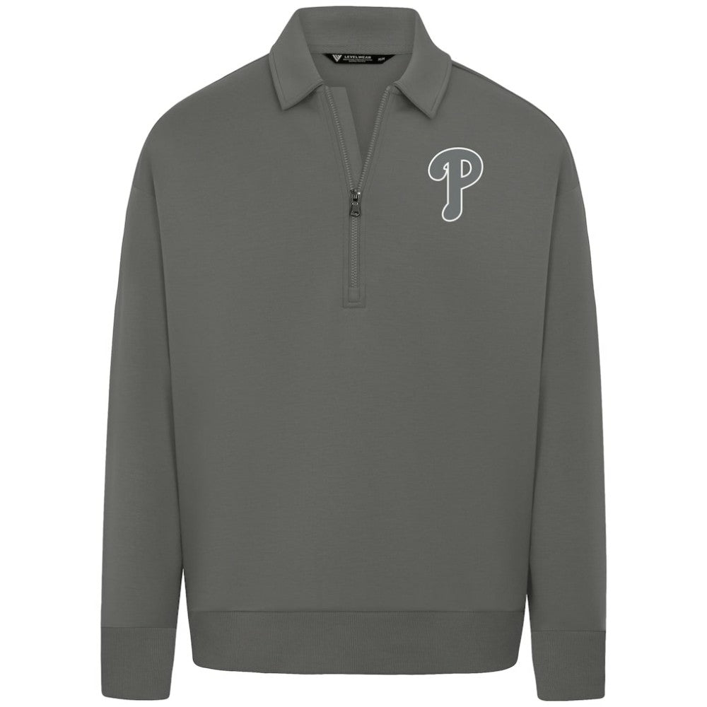 MLB Philadelphia Phillies Levelwear Women's Canmore Chenille Logo Quarter-Zip Top
