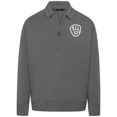 MLB Milwaukee Brewers Levelwear Women's Canmore Chenille Logo Quarter-Zip Top