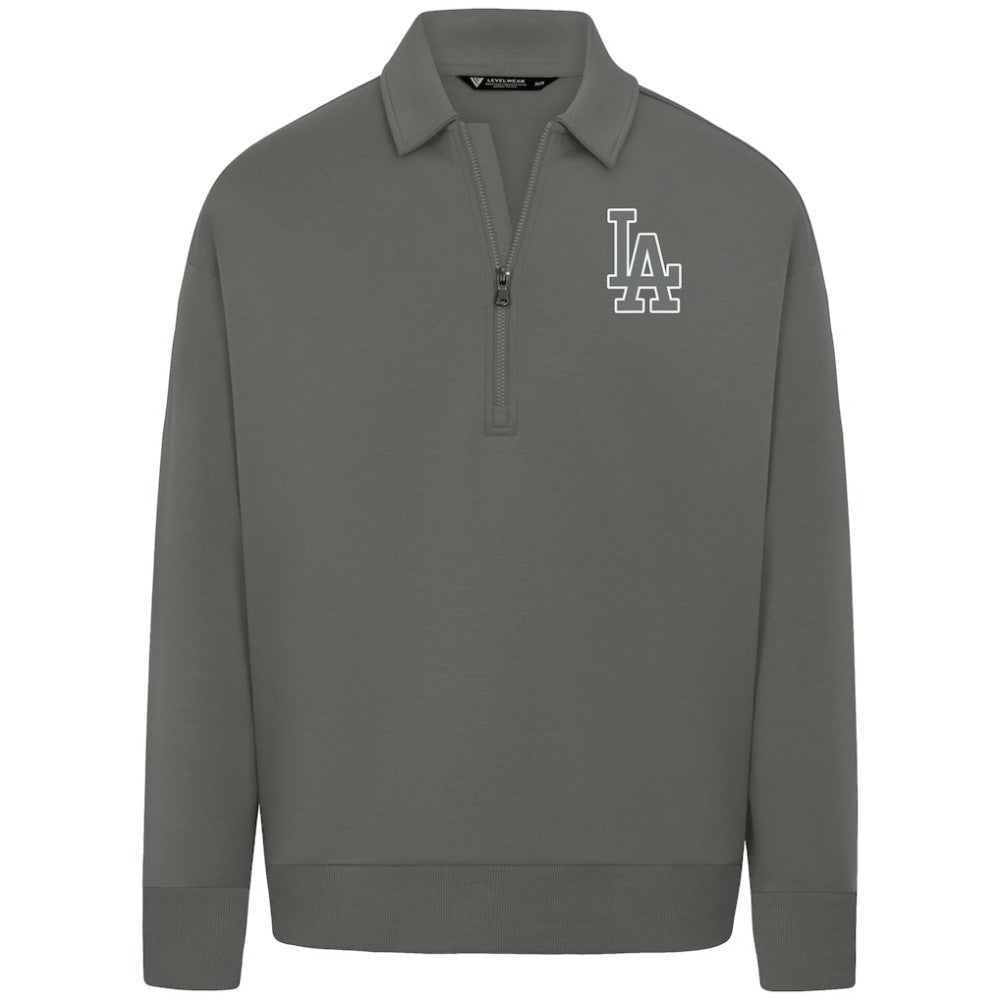 MLB Los Angeles Dodgers Levelwear Women's Canmore Chenille Logo Quarter-Zip Top
