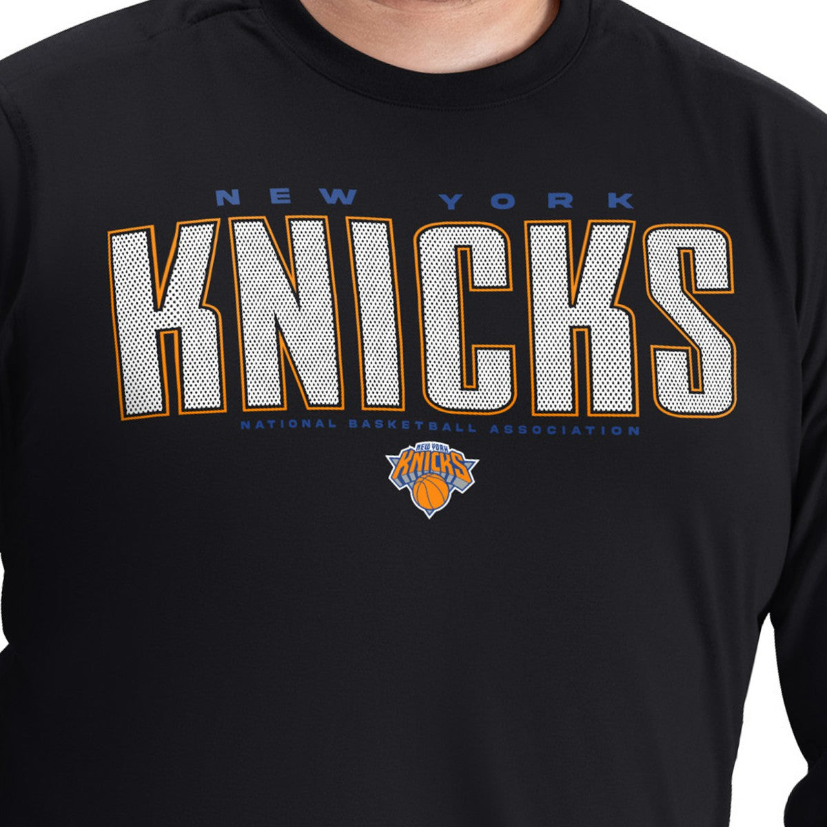 NBA New York Knicks G-III Sports by Carl Banks Adaptive Printed Mesh Effect Long Sleeve T-Shirt