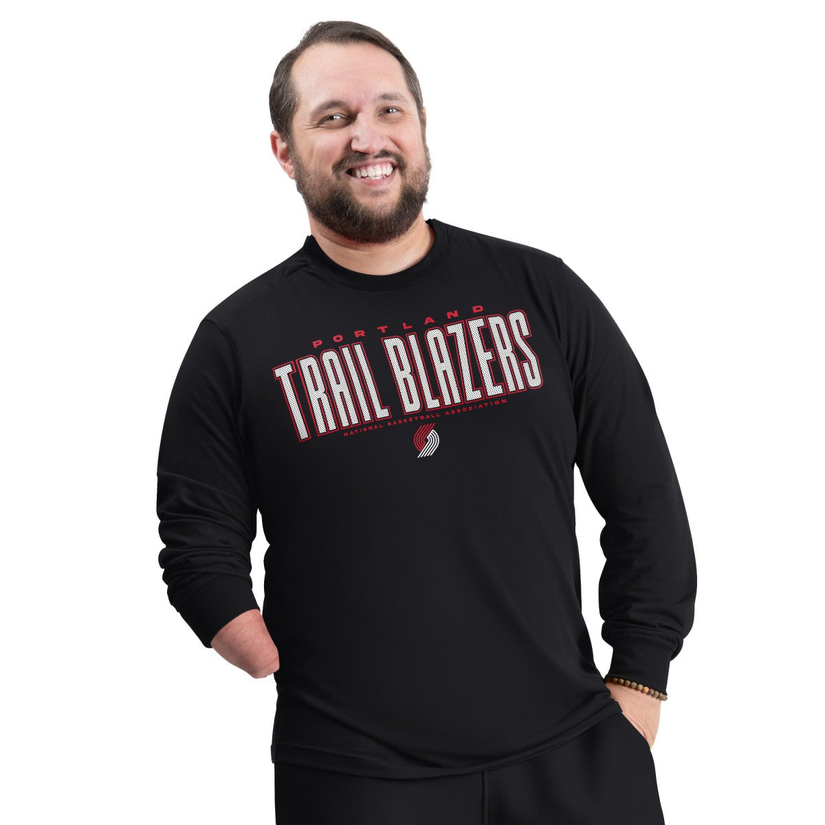 NBA Portland Trail Blazers G-III Sports by Carl Banks Adaptive Printed Mesh Effect Long Sleeve T-Shirt