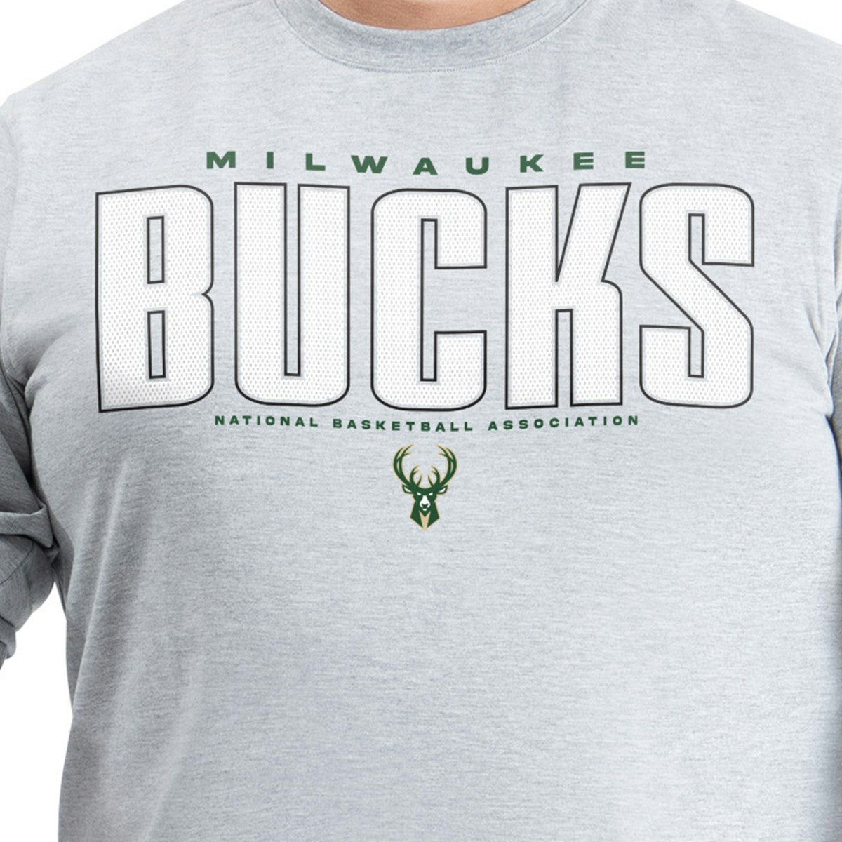 NBA Milwaukee Bucks G-III Sports by Carl Banks Adaptive Printed Mesh Effect Long Sleeve T-Shirt